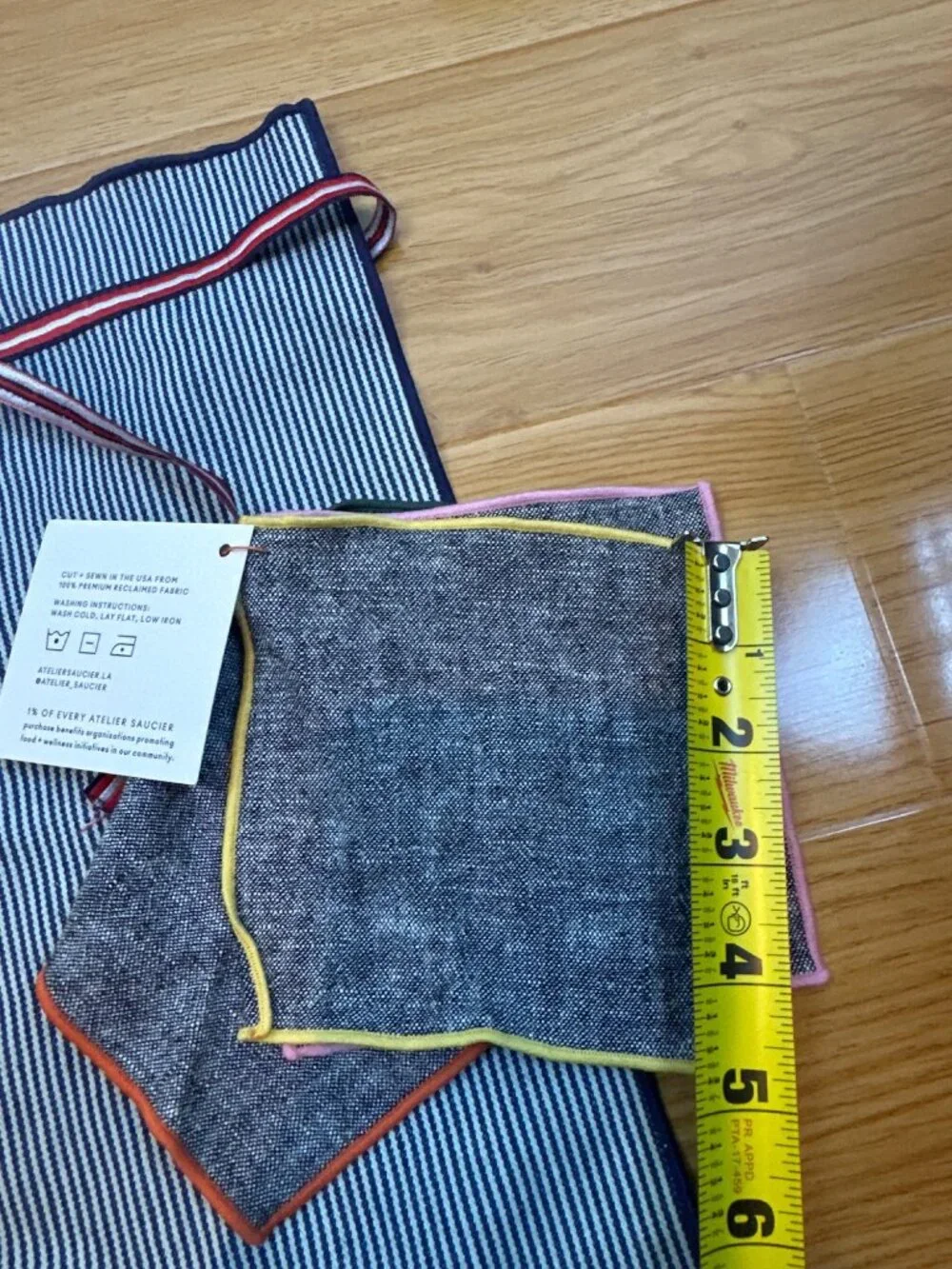 NWT Atelier Saucier Cocktail Napkins Set of 4 Reclaimed Fabric Made in USA